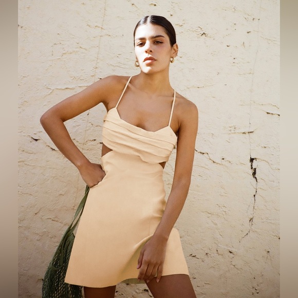 SOLD-Zara Linen Cut-Out Dress - Picture 2 of 3